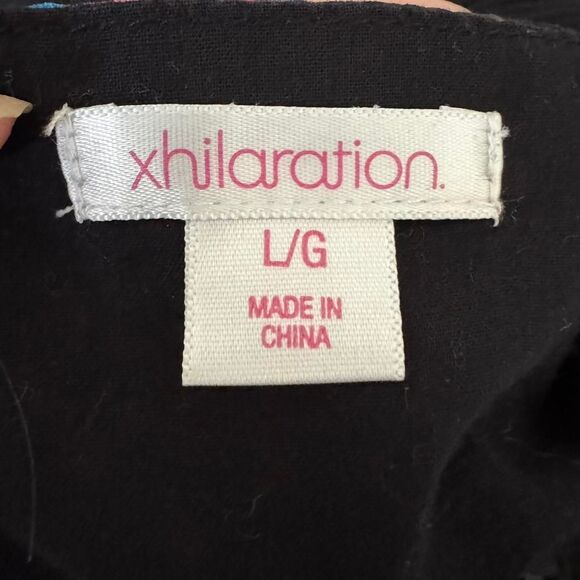 Xhilaration Women's Mini Dress Large Black with Multicolor Feathers Modern Boho - Picture 4 of 6